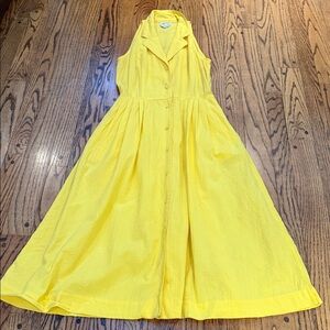Vintage Ports sz 10 (fits smaller) Marigold Yellow Sleeveless Shirtdress pockets